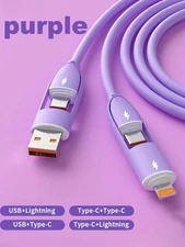 4 in 1 Multi USB Charging Cable Fast Charger Cord For iPhone/Type C/ USB/Android