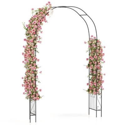 7.9 FT Garden Arch Arbor Trellis Metal Backdrop Stand for Climbing Plants Black