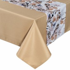 Tischdecke mit Tischl&auml;ufer Tischtuch 140 x 260 cm elegant gold Tischdeko Deko