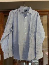 New Polo Ralph Lauren Regent Dress Shirt Blue Striped Men Size: 18/46