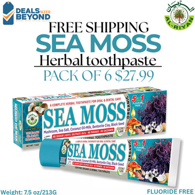 Al-Riyan Organic Sea Moss Toothpaste   Natural & Fluoride-Free, Herbal Formula