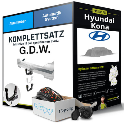 Für HYUNDAI Kona Typ SX2 Anhängerkupplung abnehmbar +eSatz 13pol 23- NEU