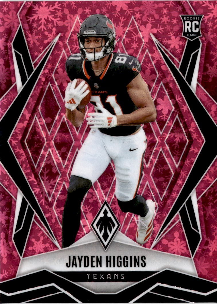 2025 Panini Phoenix #180 Jayden Higgins Pink Winter Prizm #/299 Houston Texans
