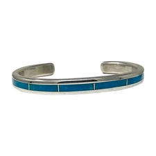 Larry Loretto, Inlay, Kingman Turquoise, Bracelet, Zuni handmade, 5 1/4"