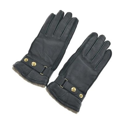 IL BISONTE Ladies Leather Gloves Black Size 75 Vintage Used