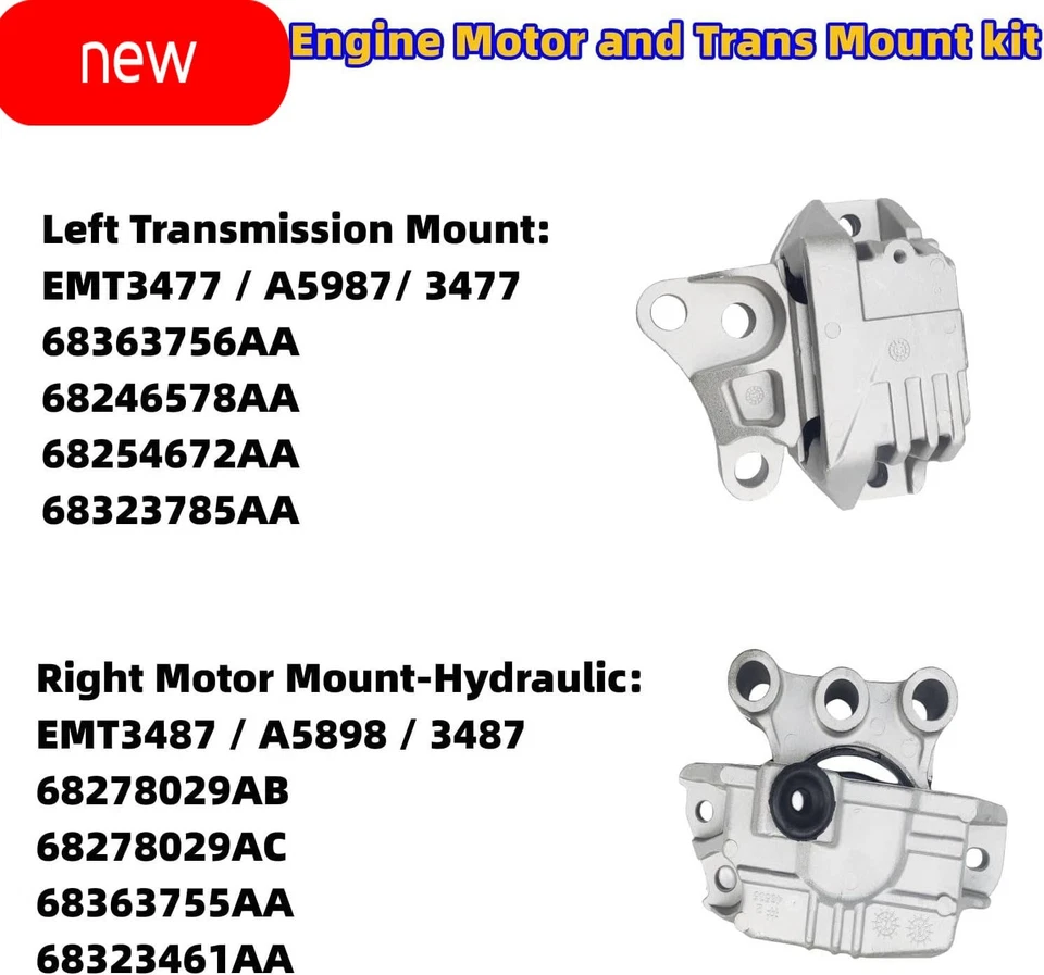 Juego de 3 soportes de motor compatibles con Jeep Renegade (2015-2019), Jeep Ren Foto 4 de 4