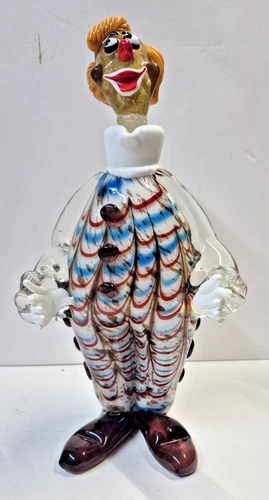 Murano Art Glass Clown Decanter 12” Striped Excellent Condition