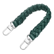 Braided Purse Handle, 1Pc 31cm/12.2" Short Green Leather with Silver Buckles