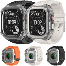 For Apple Watch Ultra 3/2/1 49mm Rugged Case with Sports Silicone Strap Band