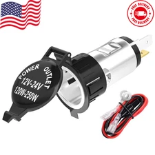 Car Boat Tractor Cigarette Lighter Power Socket Outlet Plug Accessories+Line 12V