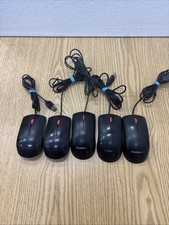 LENOVO USB 2 Button Black Wired Optical Computer Mouse Lot Of 5
