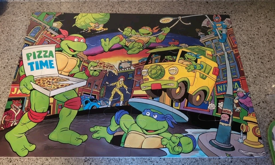 Vintage 1989 TMNT Teenage Mutant Ninja Turtles 30pc Giant Floor Puzzle COMPLETE - Image 4 of 4