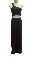House Of Harlow 1960 Black&Dark Purple Sparkle Maxi Skirt & Bralette Set S, NWT