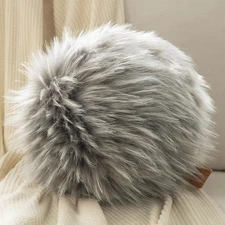 Ashler Plush Round Pillows, Ball Throw Pillow with Handle, Faux Fur Luxury So...