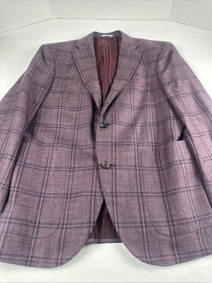 Шерстяное шелковое льняное спортивное пальто с окном Luciano Barbera куртка мужская размер США 36 б/у в отличном состоянии - Изображение 2 из 4