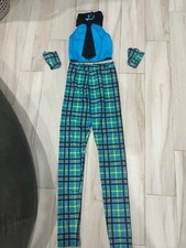 KELL  CHILDRENS DANCE COSTUME LARGE competition RECITAL jazz BLUE PLAID