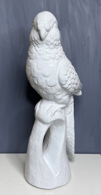 Beautiful Life Size Italian Vintage Regency Glazed Ceramic Parrot 15 3/4  H