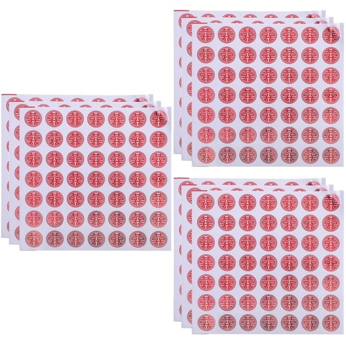 3 PCS Happy Word Stickers Wedding Accessories Traditional Red Decals