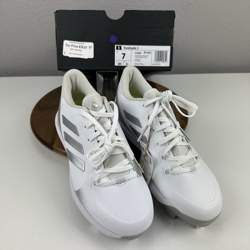 Adidas Purehustle 2 TPU Béisbol Softbol Zapatos Blanco/Plateado Metálico Para Mujer’s 7
