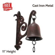Antique Cast Iron Dinner Bell Doorbell Hanging Outdoor Front Porch Church School