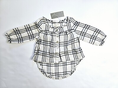 Miki Miette Long Sleeve Full Button Down Shirt Baby Girl Size 3 months NEW