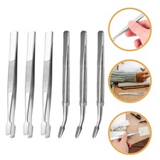 6 Pcs Stainless Steel Stamp Tweezers Hobby Durable Plated Philately