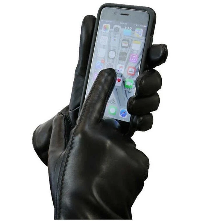 WOMENS FOWNES BROTHERS LEATHER GLOVES TOUCHSCREEN COMPATIBLE, Small, Black, NIB