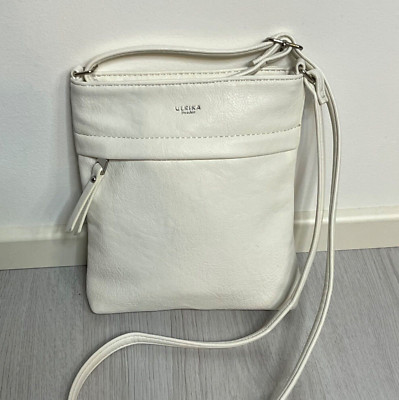 NEW Ulrika Sweden White Vegan Faux Leather Cross Body Shoulder Bag 21/19/3,5cm