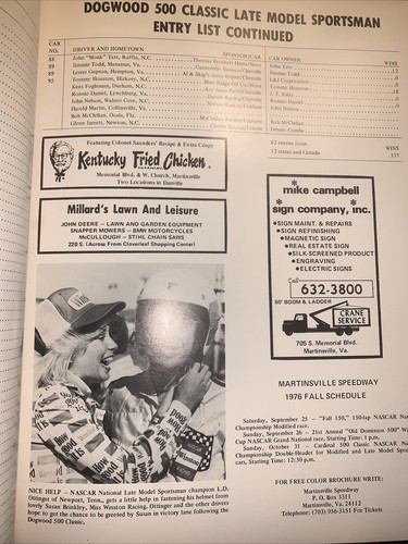 1976 Nascar auto racing Program Martinsville Raceway Dogwood 500 Classic - Picture 6 of 10