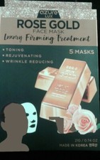Azzure Kosmetic Rose Gold Luxury Hydrating Face Mask Toning Wrinkle Reducing 5pk