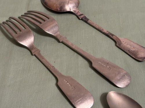 Victorian Nevada Silver D&A Serving Spoon & Forks - Also Potosi Silver Spoon - Picture 11 of 16