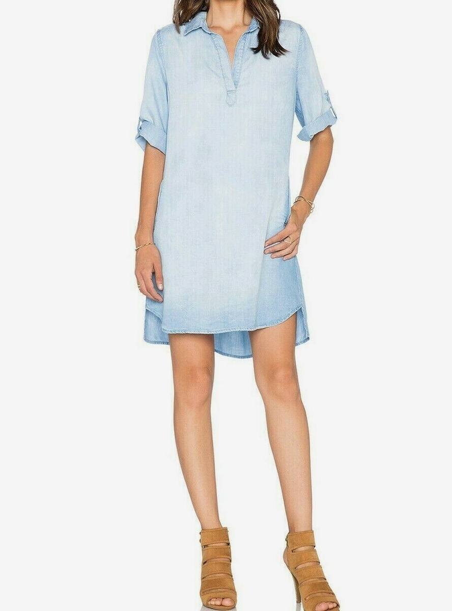 NEW CLOTH \u0026 STONE SzS CHAMBRAY A-LINE LONG SLEEVE SHIRT DRESS LIGHT MIST  WASH | eBay