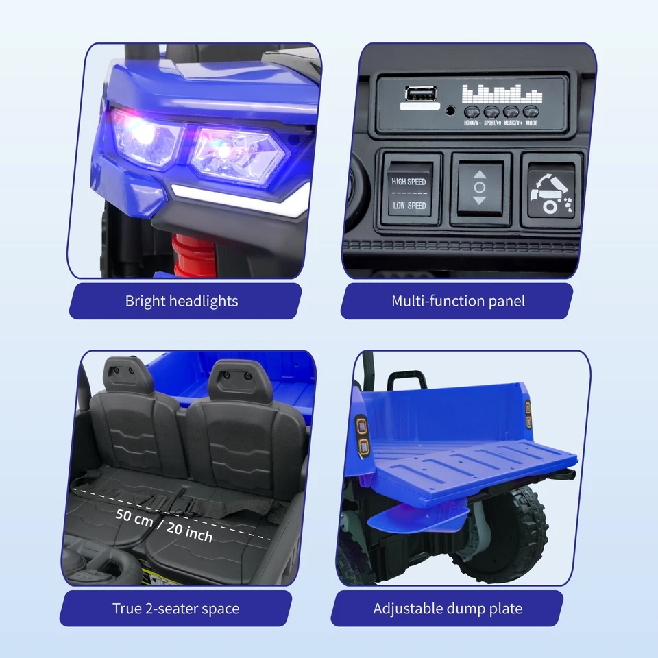 Coche eléctrico para niños 24 V paseo en plataforma de volteo camión ruedas eléctricas de batería juguete con control remoto Foto 3 de 4