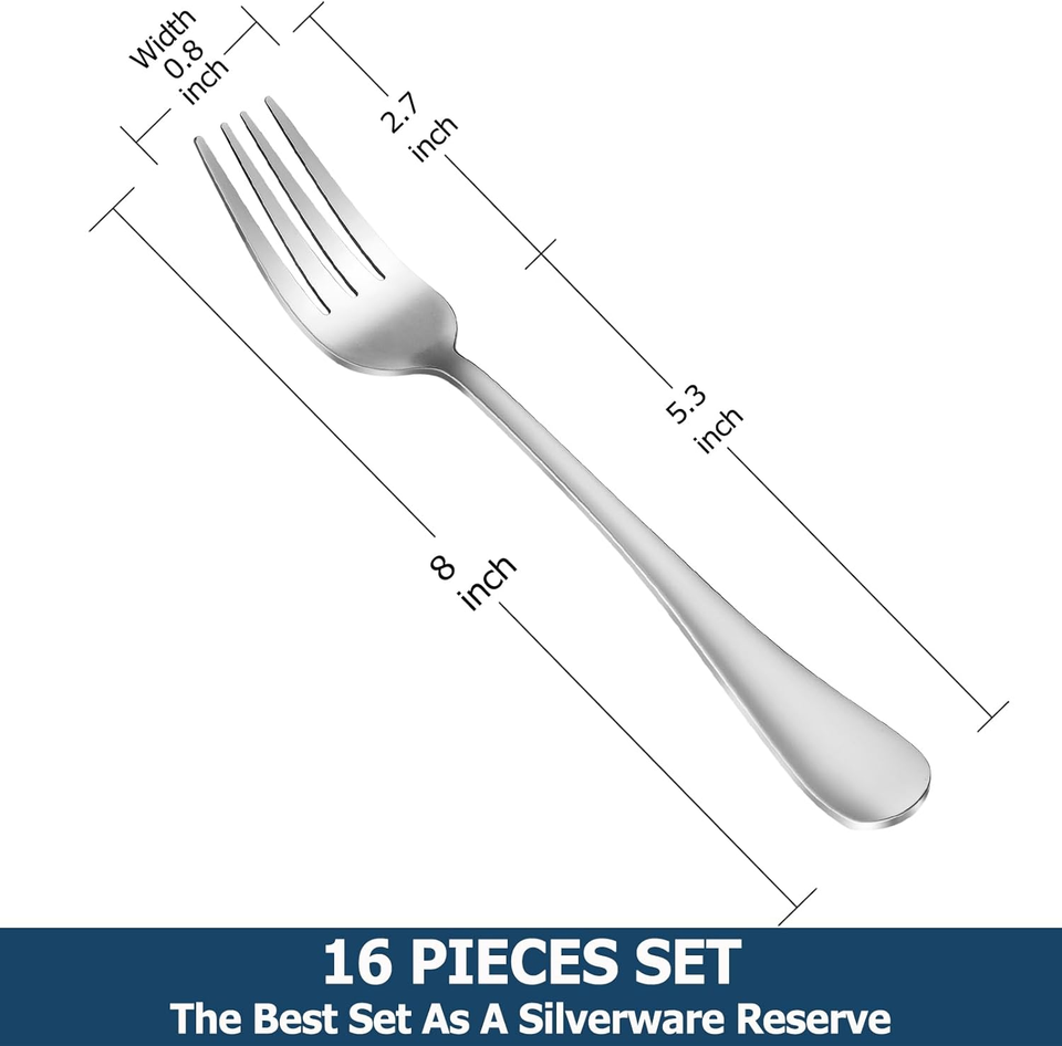 Dinner Forks,Set of 16 Top Food Grade Stainless Steel Silverware Forks