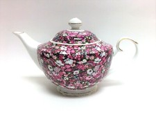 GRACE'S TEAWARE WHITE+MULTI COLOR FLOWER+GOLD TRIM CERAMIC TEA+COFFEE POT,TEAPOT