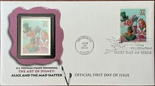 Fleetwood 3913 Art of Disney Alice and the Mad Hatter Encased Stamp 