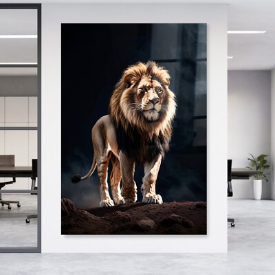 Wandbild Löwe König Bilder Büro Wanddeko Leinwnad , Acrylglas , Poster Art