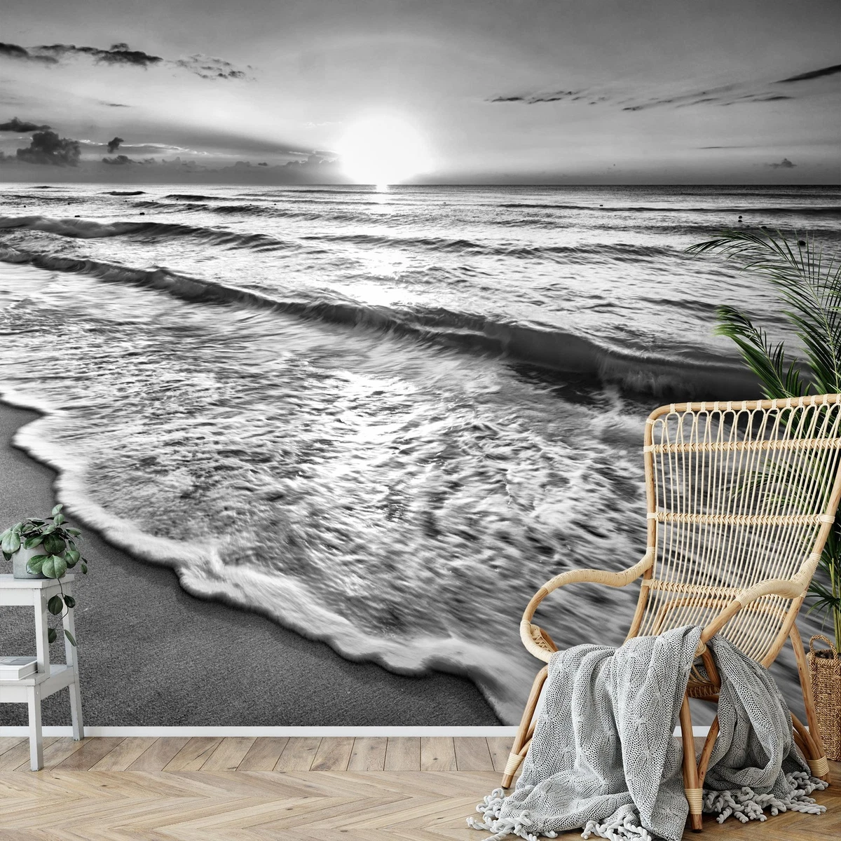 fototapete strand meer wohnzimmer schlafzimmer schwarz weiss vlies tapete 9467c