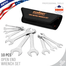 10PC Super-Thin Open End Wrench Set Metric 5MM - 27MM Slim Spanner Rolling Pouch