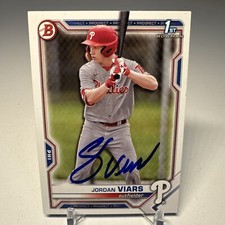 Jordan Viars Signed 2021 Bowman Draft Card #BD-132 Philadelphia Phillies