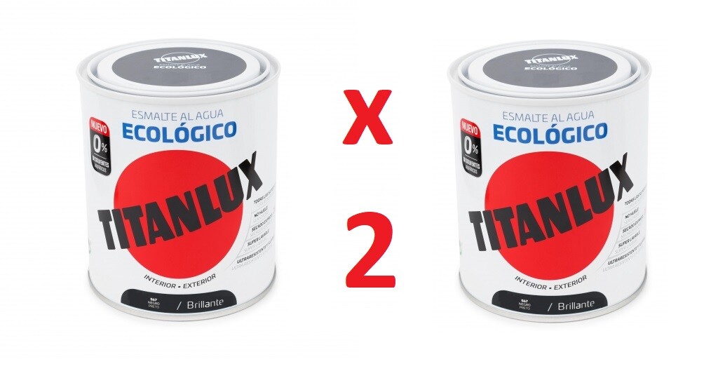 2 X TINTANLUX ESMALTE AL AGUA ECOLÓGICO NEGRO BRILLANTE 250 ML