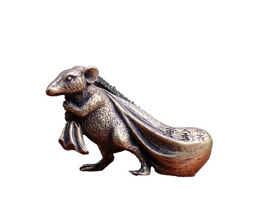 Y8759 OKIMONO Kiseto-ware Treasure bag Mouse figurine signed box