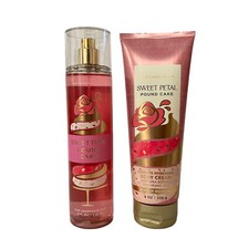 Bath and Body Works Sweet Petal Pound Cake Mist  Body Cream Set 8 fl oz