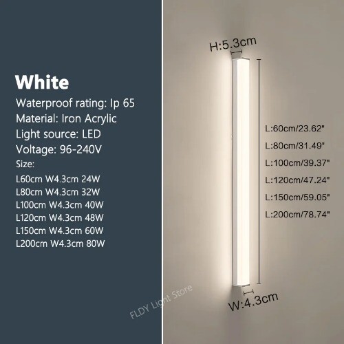 Outdoor Long Strip LED Wall Light IP65 Wrought Iron Wall Light Garden 110V 220V - Bild 25 von 27