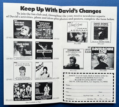 David Bowie パンフ David Bowie: Two Vintage Official International Fan Club Brochures
