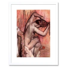 Edgar Degas Sitting Brushing Old Master Picture Framed Wall Art Print
