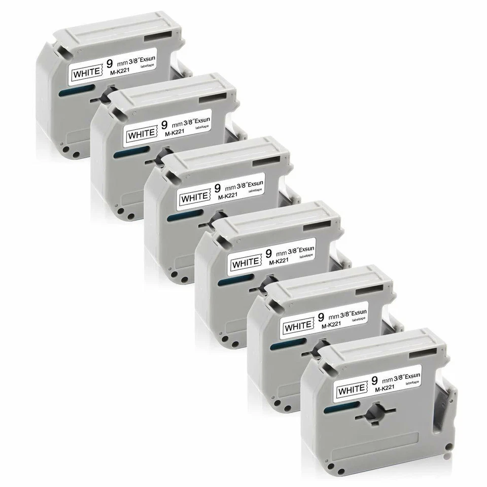 GREATEAM 6X Beschriftungsband kompatibel mit Brother P-touch M-K221S sw auf ws 9mm MK221