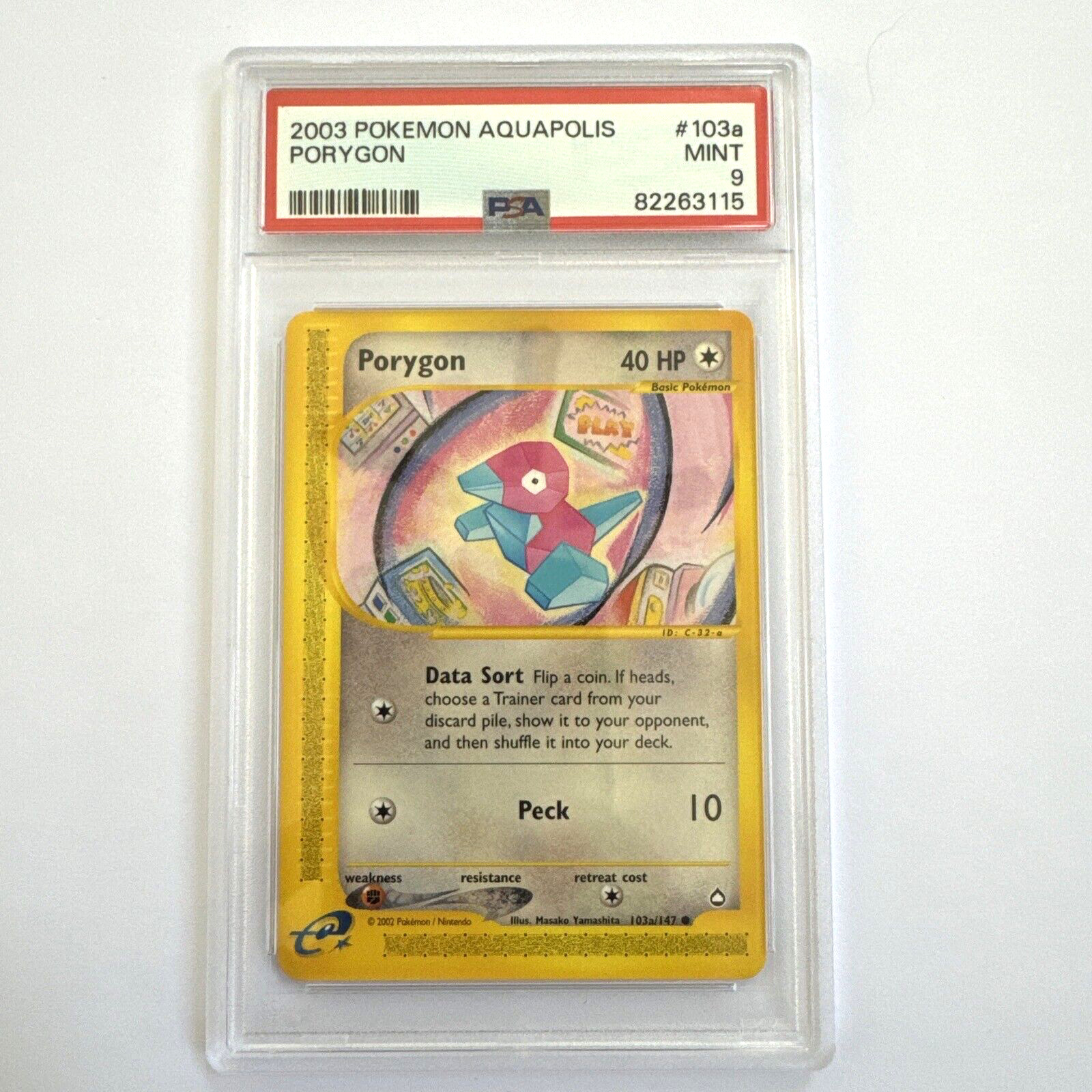 2003 Pokémon Aquapolis Card #103a Porygon PSA 9 MINT