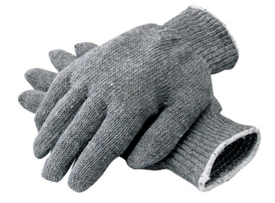12 PAIR 1 DOZEN GRAY STRING KNIT POLY COTTON WORK GLOVES PAIRS GREY LARGE L