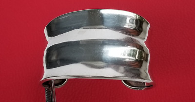 Vintage Signed Mexico Sterling Silver 925 Bone Cuff Bracelet